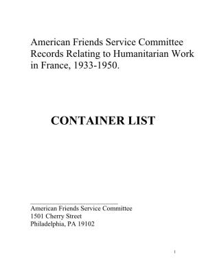 American Friends Service Committee Archives at Philadelphia