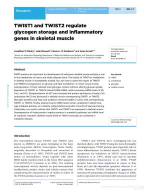 TWIST1 and TWIST2 Regulate Glycogen Storage and Inflammatory