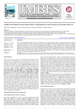 Current Scenario of Sars-Coronavirus 2: Epidemiology; Post-Covid-19 and Global Impacts