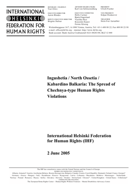 Ingushetia / North Ossetia / Kabardino Balkaria: the Spread of Chechnya-Type Human Rights Violations