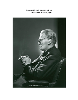 Leonard Brockington: a Life Edward M. Bredin, Q.C