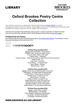 Oxford Brookes Poetry Centre Collection