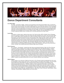 Dance Department Consultants