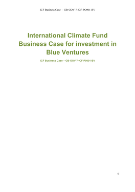 International Climate Fund Business Case for Investment in Blue Ventures