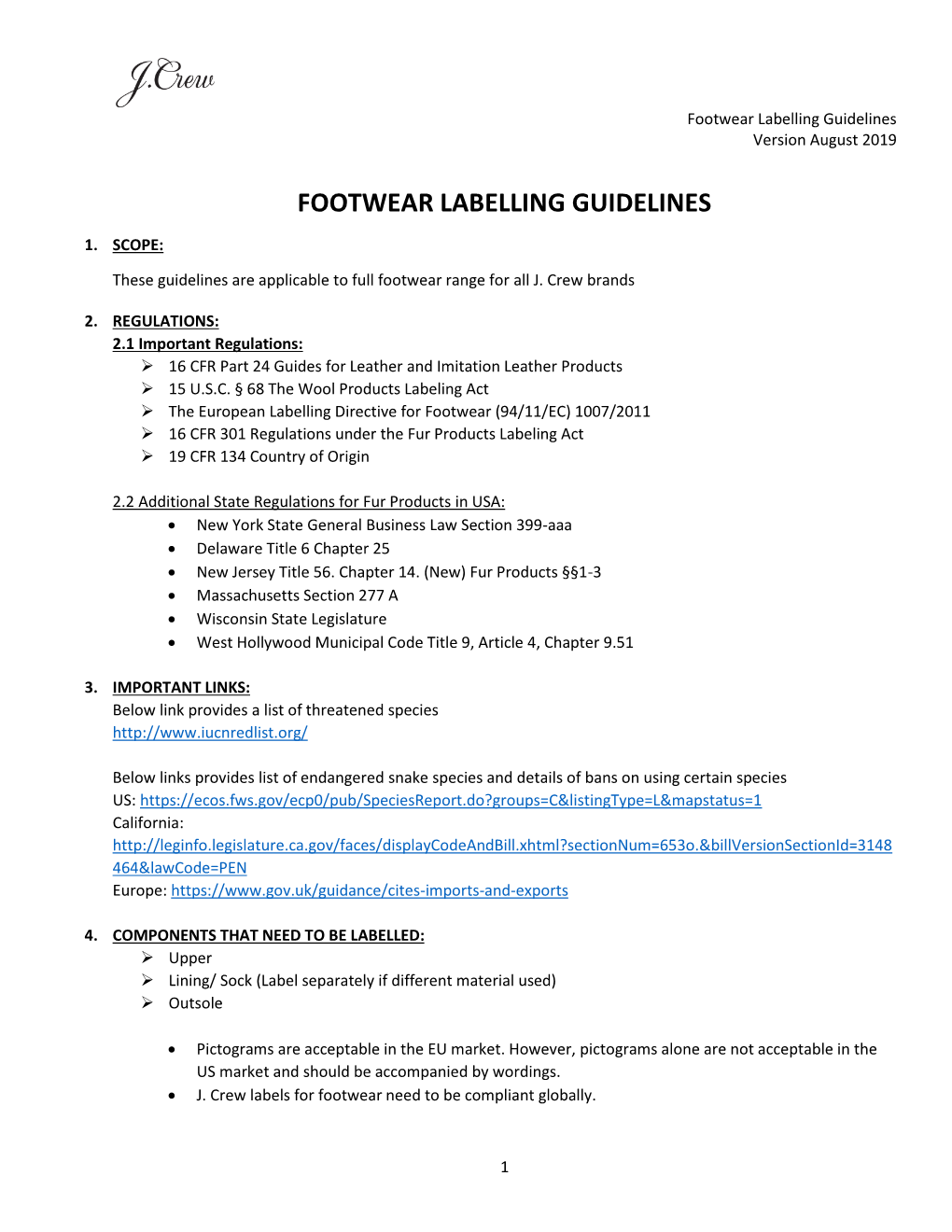 Footwear Labelling Guidelines Version August 2019