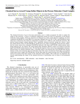 Chemical Survey Toward Young Stellar Objects in the Perseus Molecular Cloud Complex