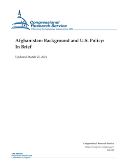 Afghanistan: Background and U.S. Policy: in Brief