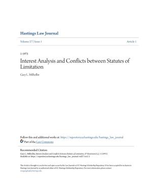 Interest Analysis and Conflicts Between Statutes of Limitation Gary L