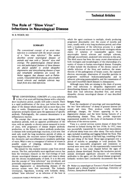 Slow Virus" Infections in Neurological Disease