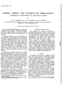 Cardiac Arrest and Ventricular Fibrillation * a Method of Treatment by Electrical Shock