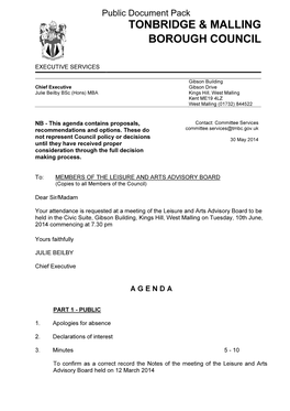 (Public Pack)Agenda Document for Leisure and Arts Advisory Board, 10