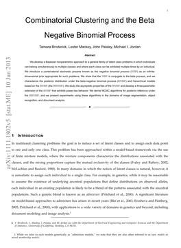 Combinatorial Clustering and the Beta Negative Binomial Process