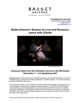 Ballet Arizona's Season of Love and Romance Opens with Giselle