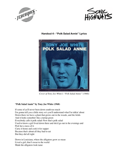 Polk Salad Annie” Lyrics