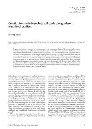 Cryptic Diversity in Bryophyte Soil-Banks Along a Desert Elevational Gradient
