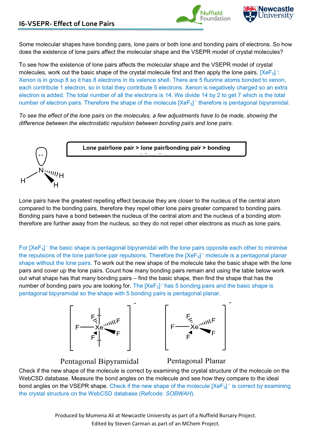 I6-VSEPR- Effect of Lone Pairs