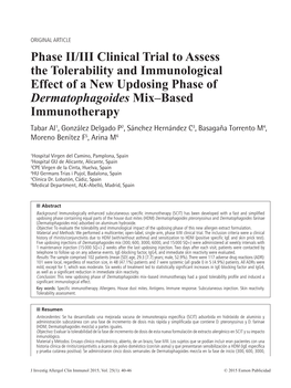 Phase II/III Clinical Trial to Assess the Tolerability and Immunological