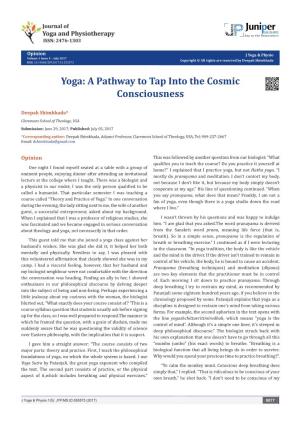 Yoga: a Pathway to Tap Into the Cosmic Consciousness