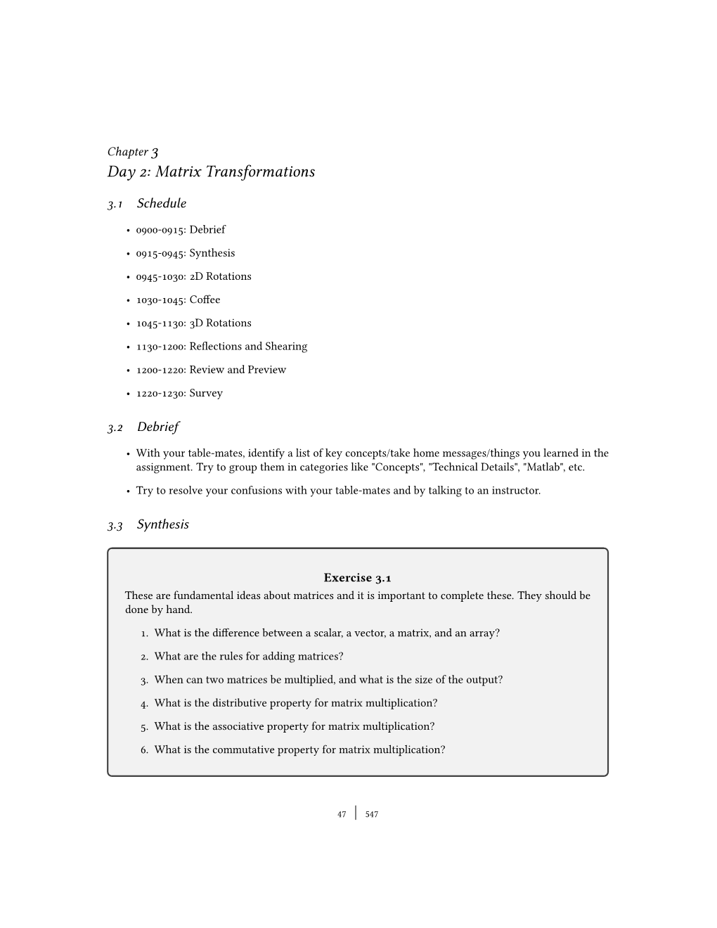 Day : Matrix Transformations