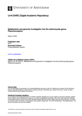 Metabolomic and Genomic Investigation Into the Actinomycete Genus Planomonospora