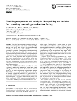 Modelling Temperature and Salinity in Liverpool Bay and the Irish Sea: Sensitivity to Model Type and Surface Forcing
