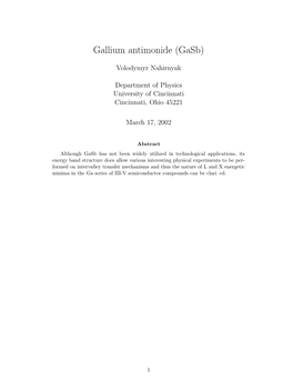 Gallium Antimonide (Gasb)