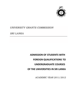 Admission of .Students with . Foreign Qualifications. .To