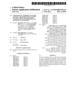 (12) Patent Application Publication (10) Pub. No.: US 2015/0037355A1 Kirn Et Al