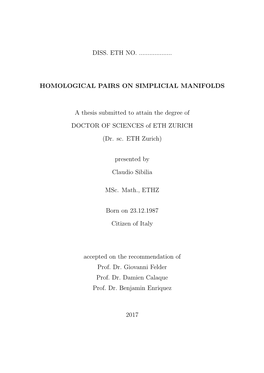 Homological Pairs on Simplicial Manifolds