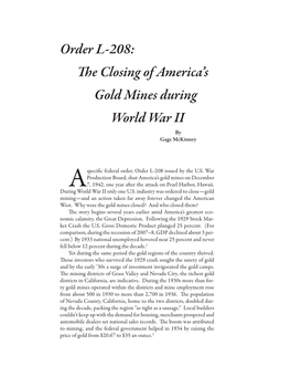The Closing of America's Gold Mines During World War II