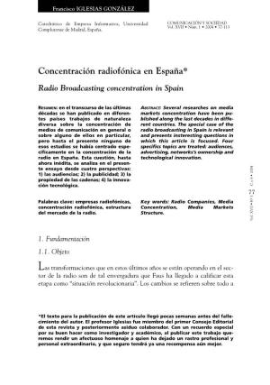 Concentración Radiofónica En España*