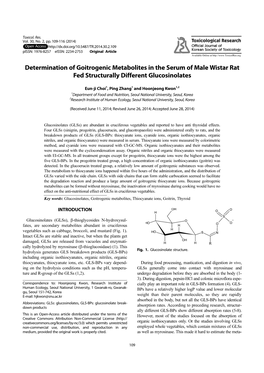 Determination of Goitrogenic Metabolites in the Serum of Male Wistar Rat Fed Structurally Different Glucosinolates