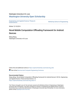 Novel Mobile Computation Offloading Framework for Android Devices