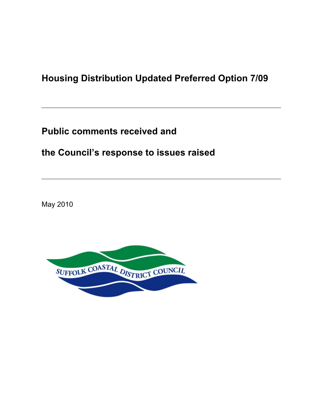 Housing Distribution Updated Preferred Option 7/09 Public