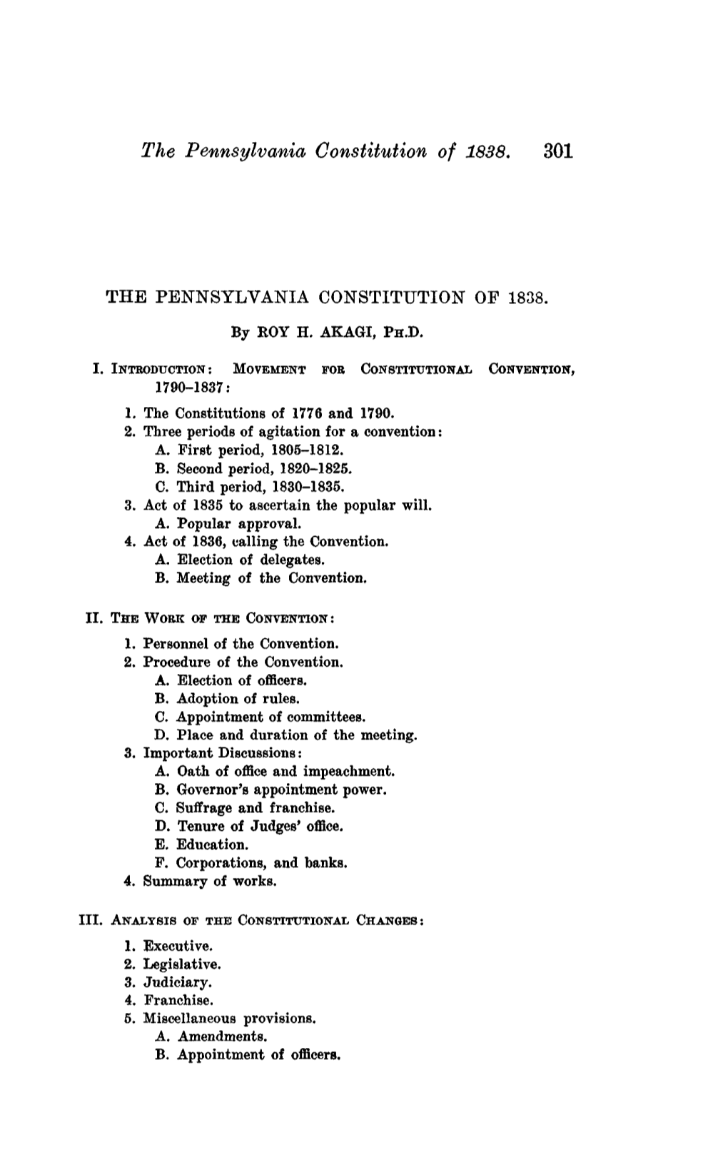 The Pennsylvania Constitution of 183S. 301