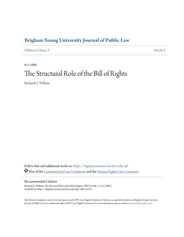 The Structural Role of the Bill of Rights, 6 BYU J