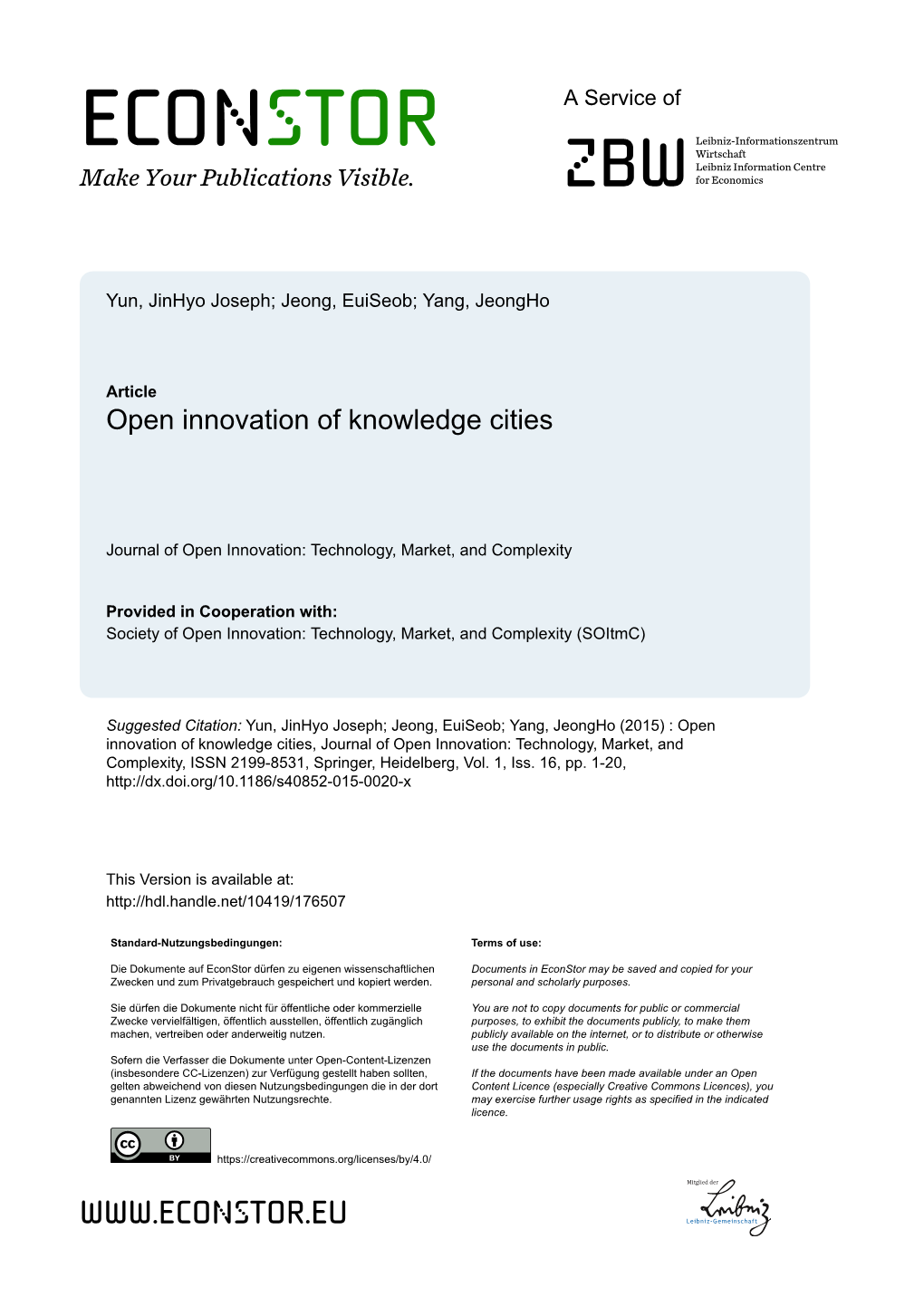 Open Innovation of Knowledge Cities