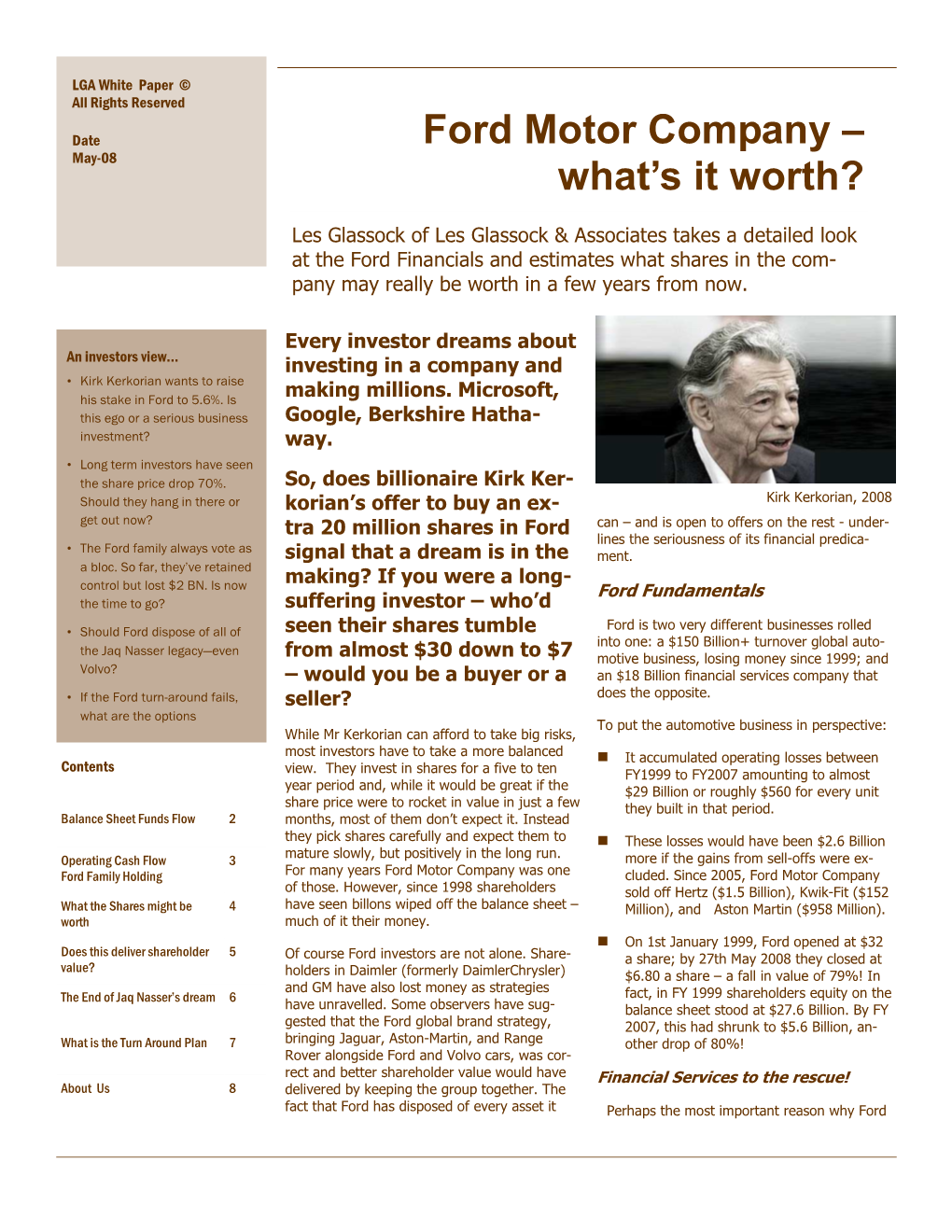 Ford Motor Company – May-08 What’S It Worth?