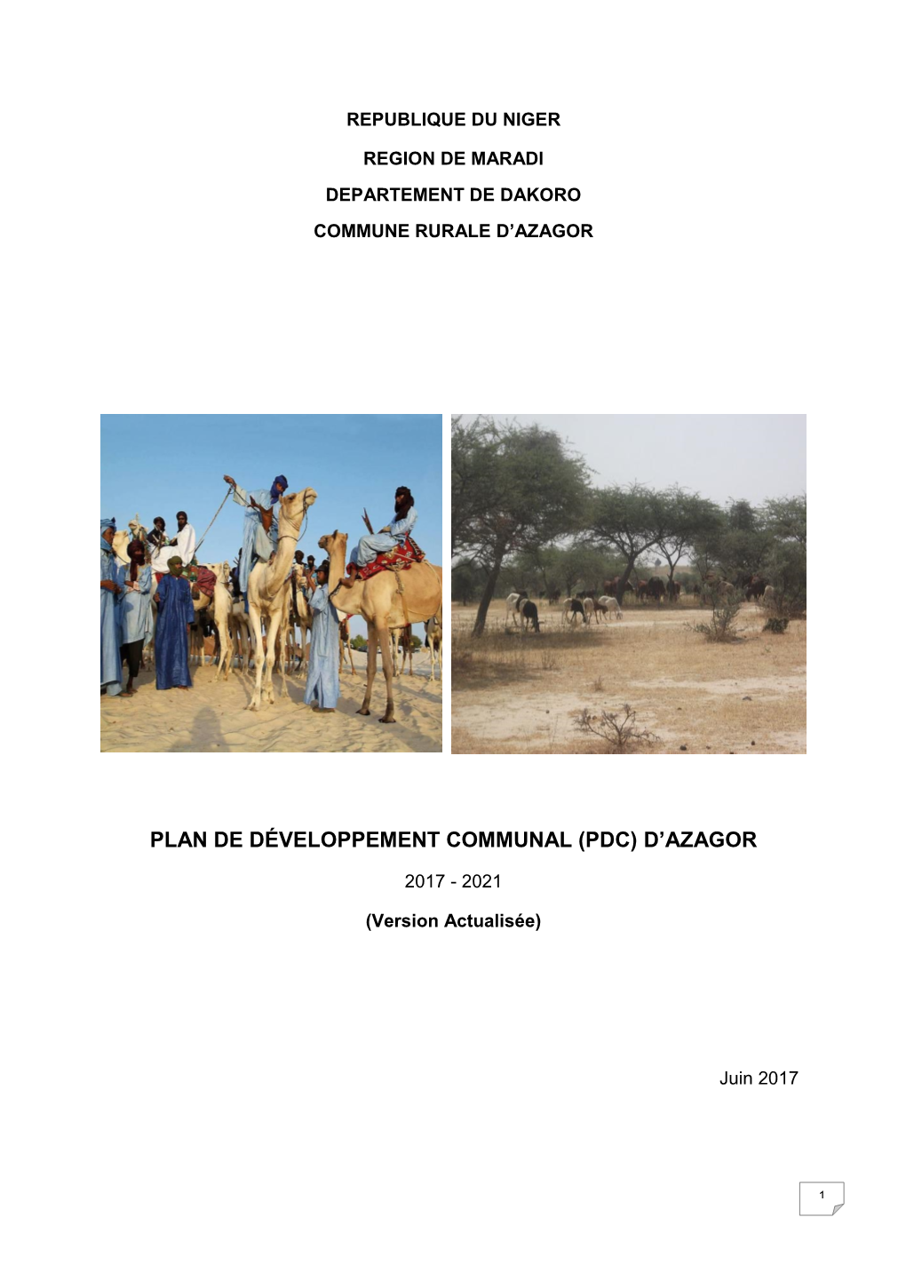 Plan De Développement Communal (Pdc) D'azagor 2017