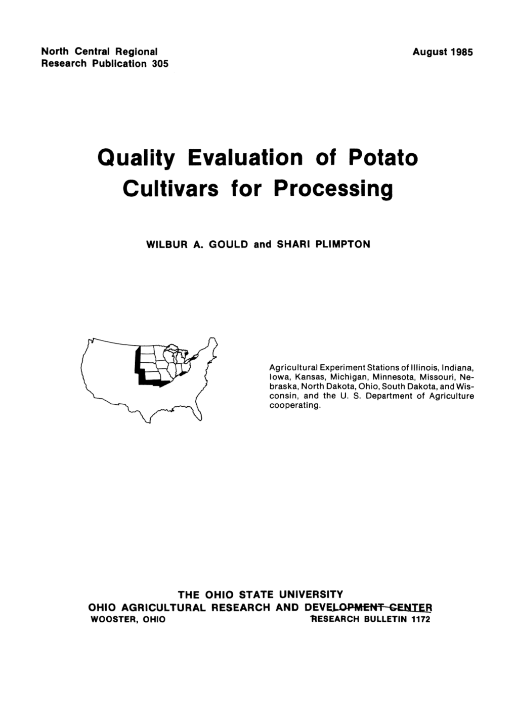 Quality Evaluation of Potato Cultivars for Processing