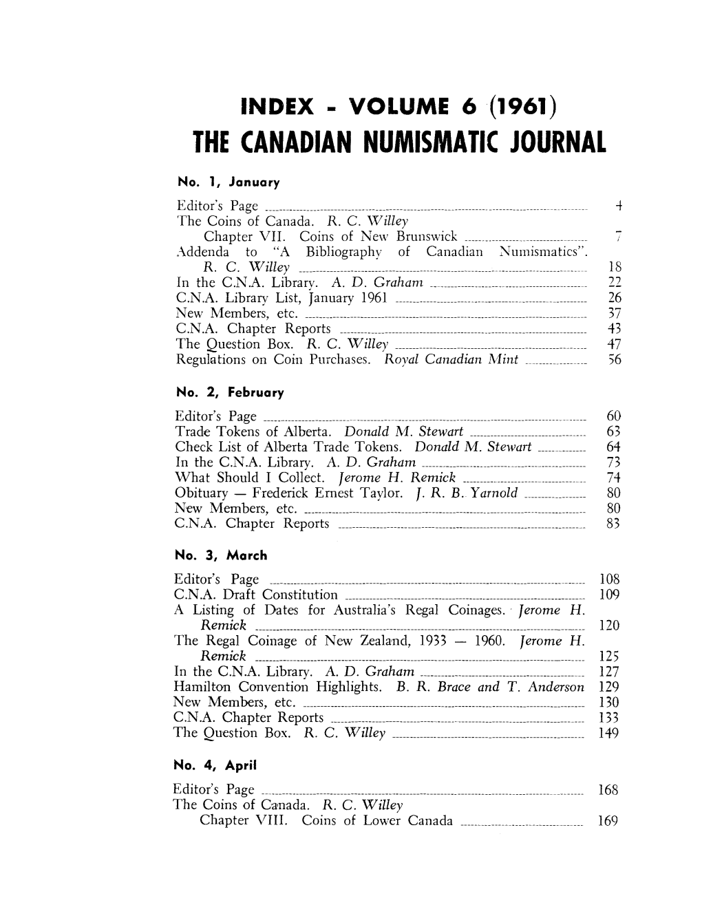 The Canadian Numismatic Journal