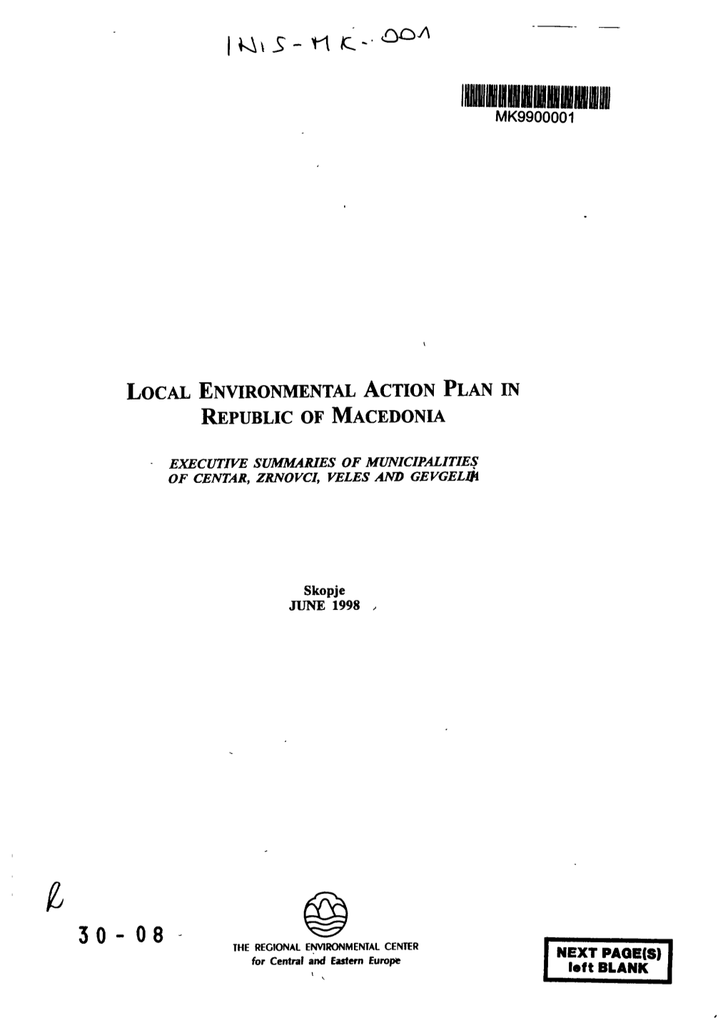 Local Environmental Action Plan in Republic of Macedonia