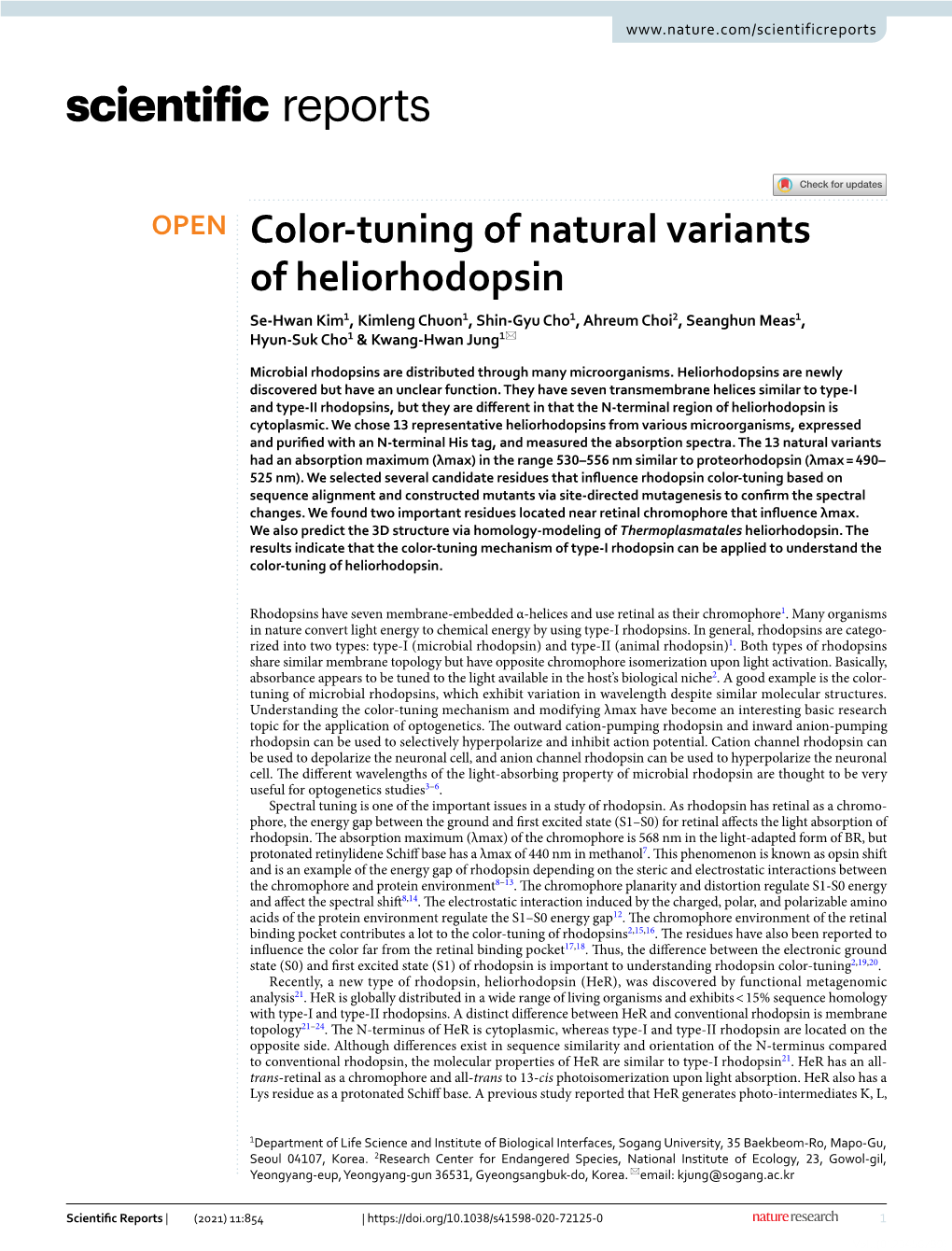 Color-Tuning of Natural Variants of Heliorhodopsins