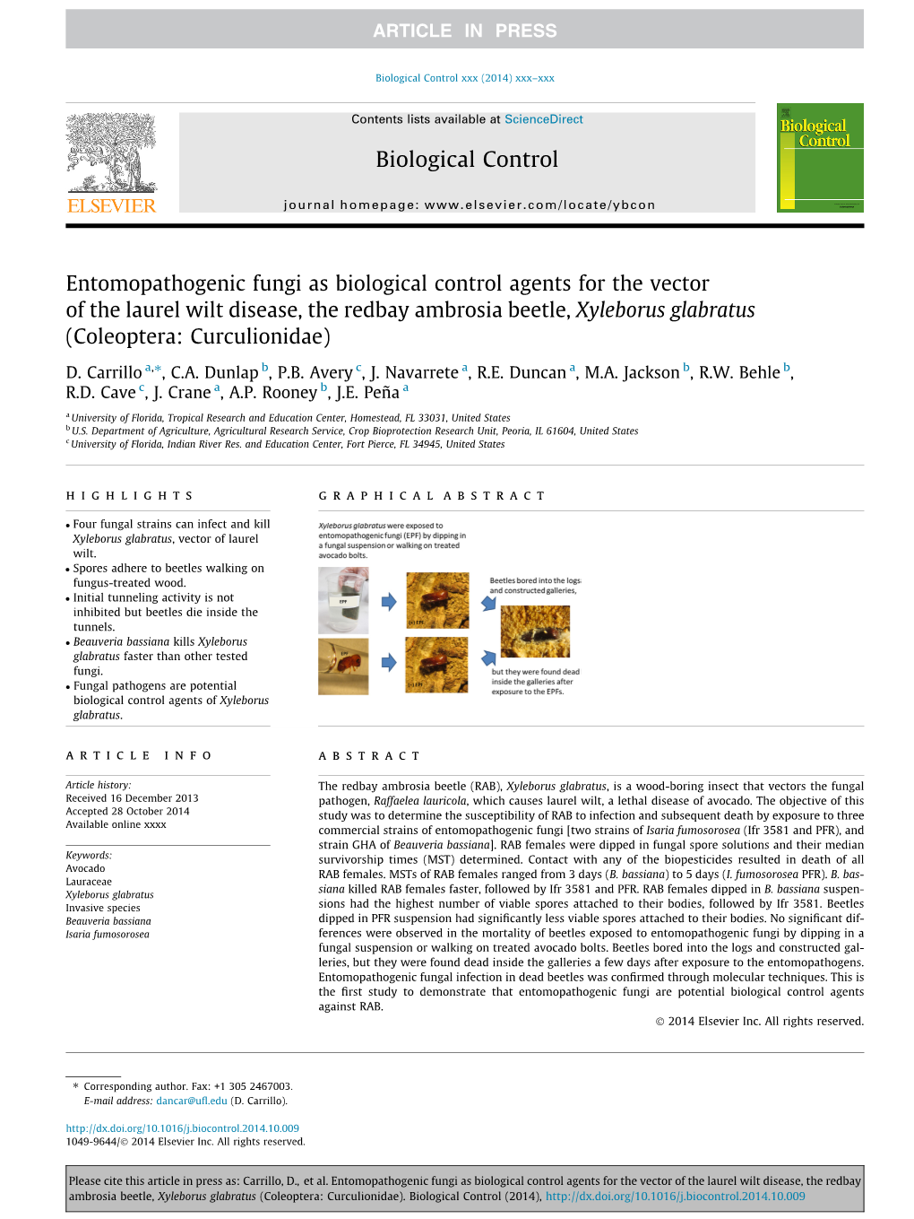 Entomopathogenic Fungi As Biological Control Agents for the Vector of The