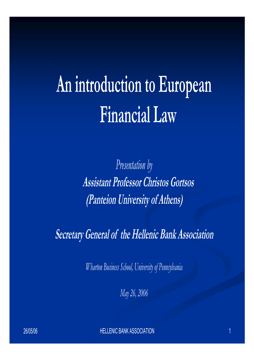 An Introduction to European Financial Law