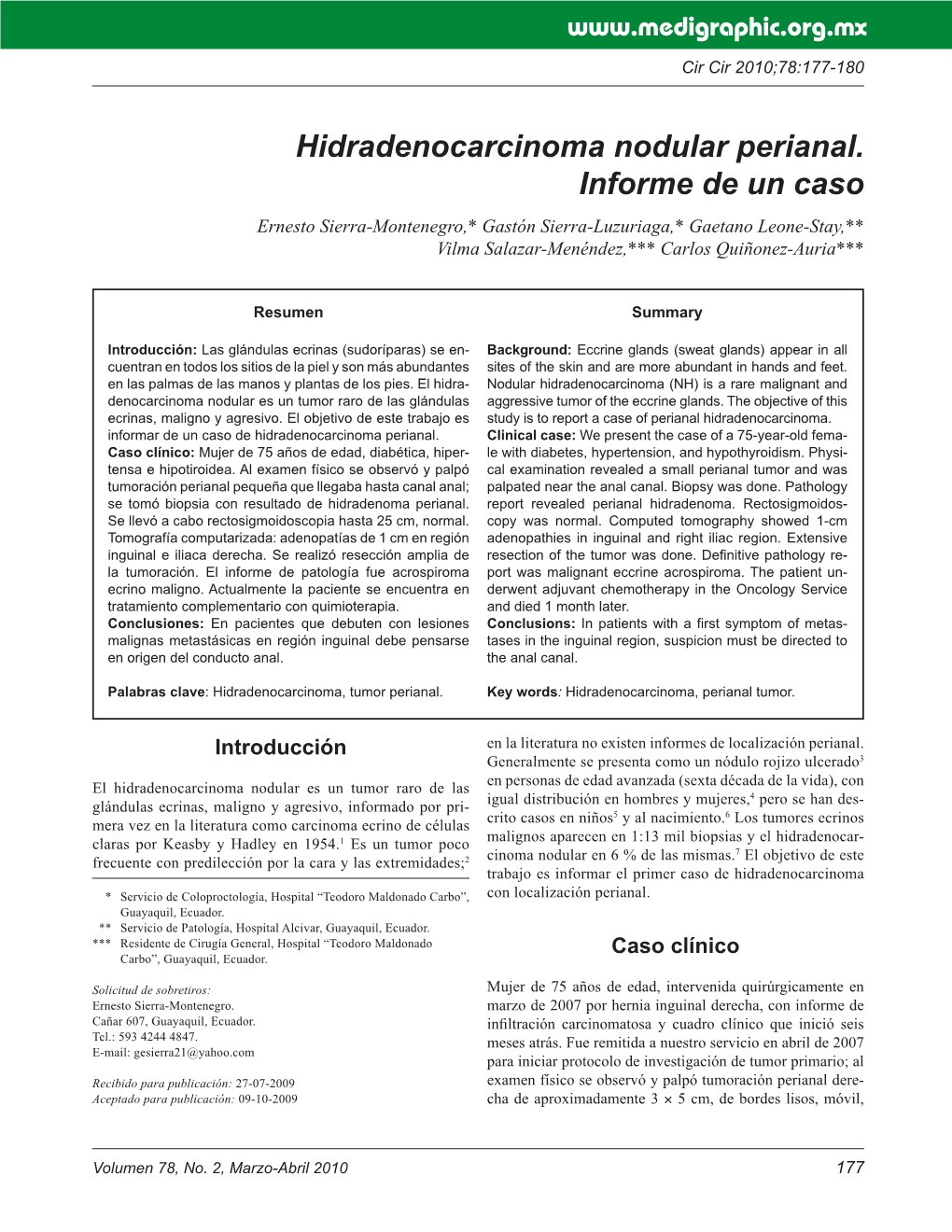 Hidradenocarcinoma Nodular Perianal. Informe De Un Caso