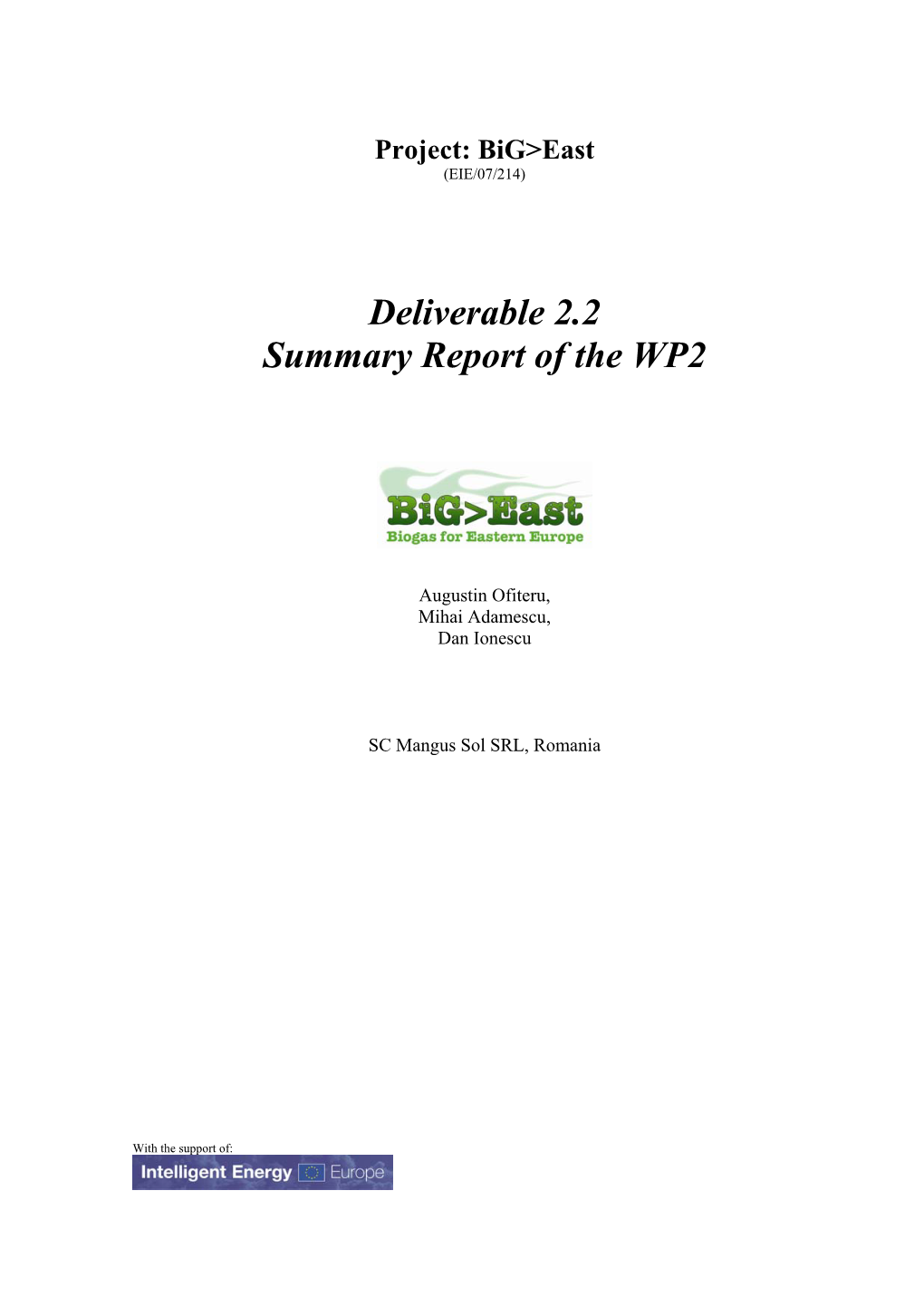 Summary Report of the WP2