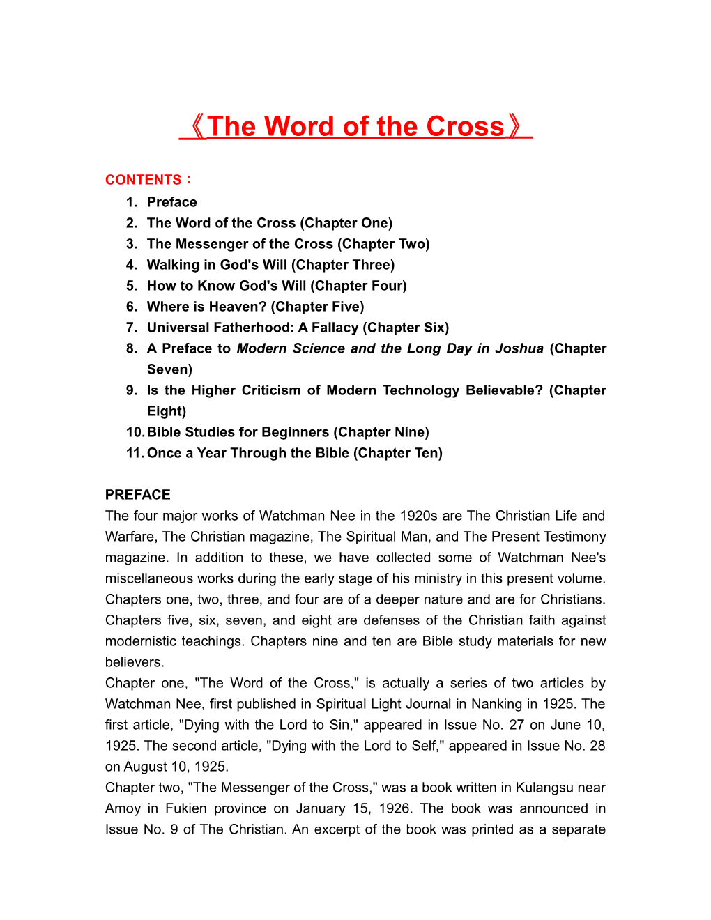 The Word of the Cross