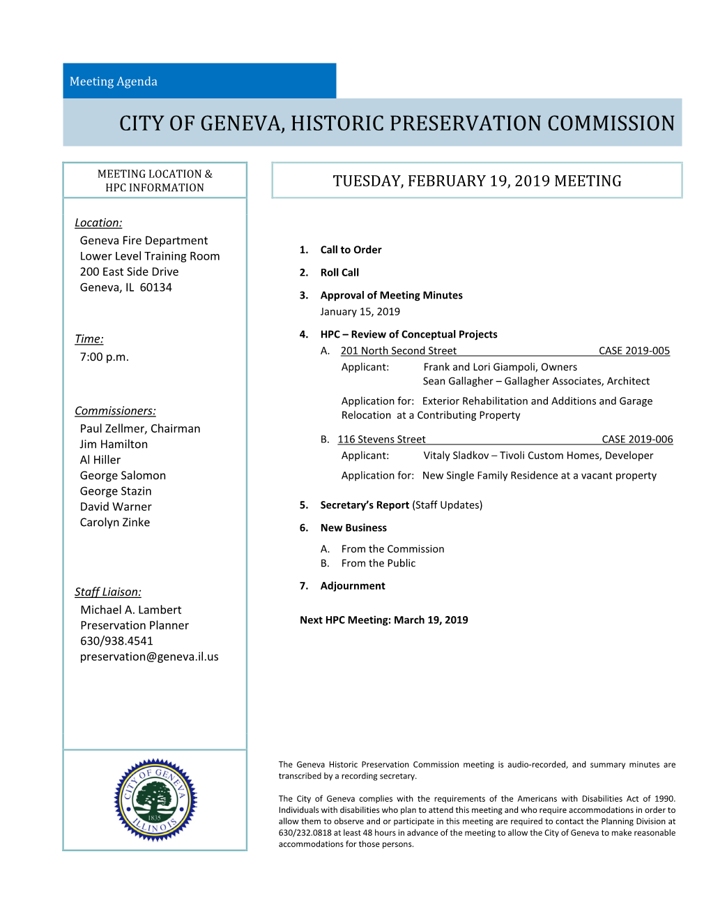 City of Geneva, Historic Preservation Commission