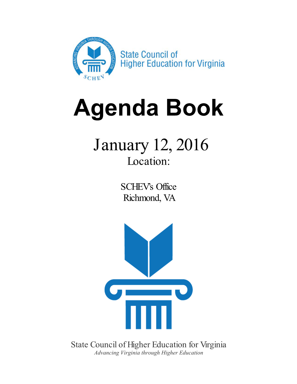 SCHEV Agenda Book January 12, 2016